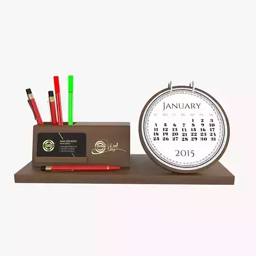 Wooden Desktop Calendar 3D model