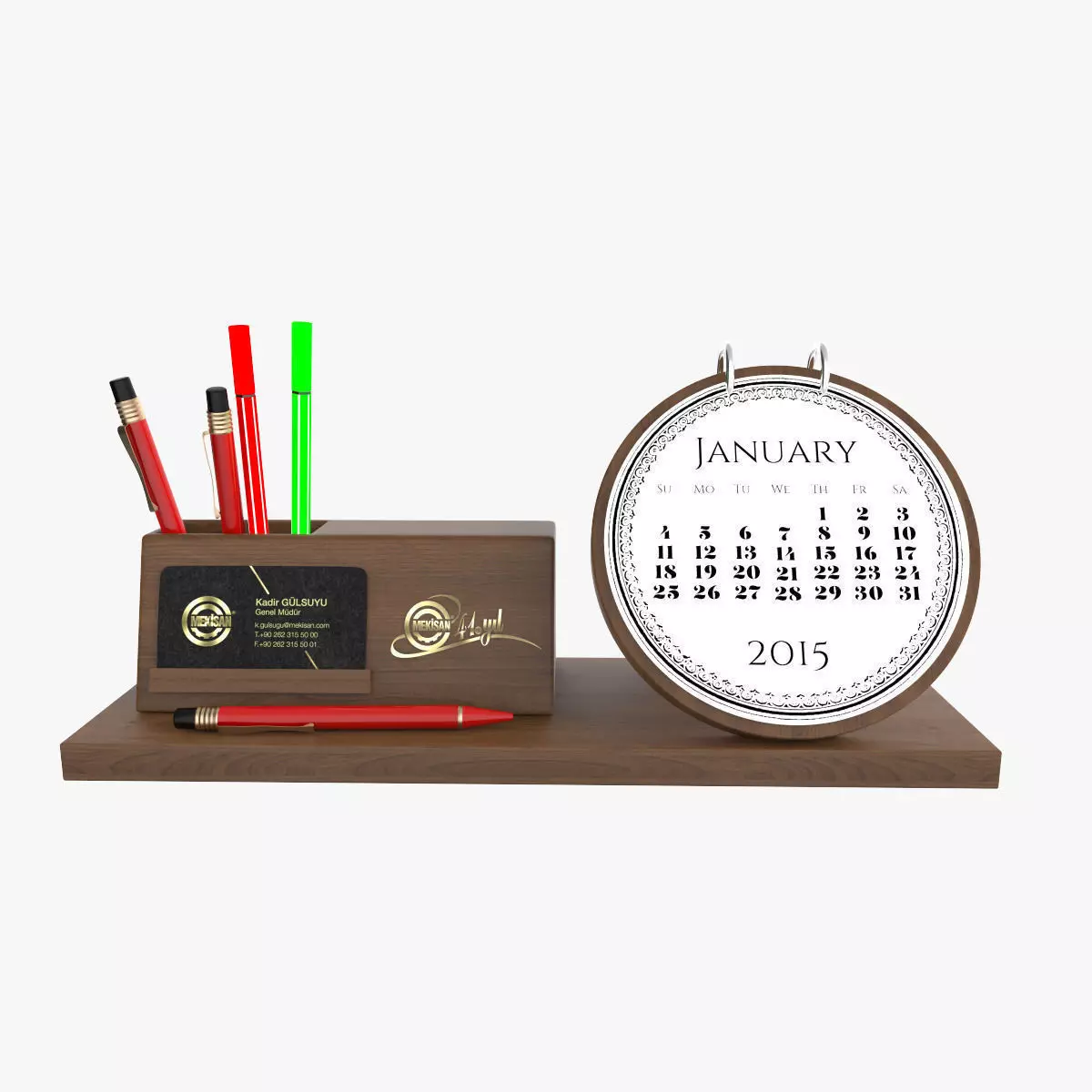 Wooden Desktop Calendar 3D model_0