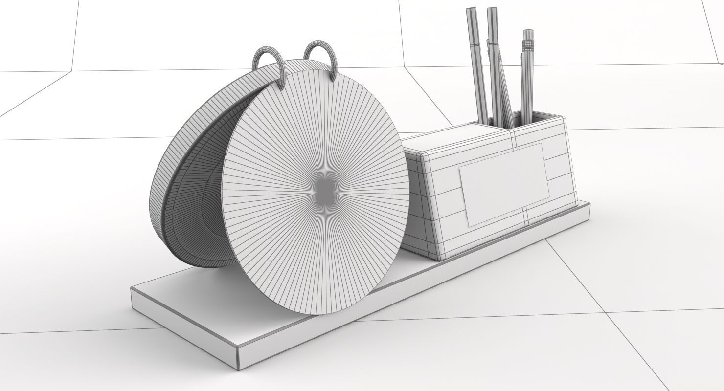 Wooden Desktop Calendar 3D model_11