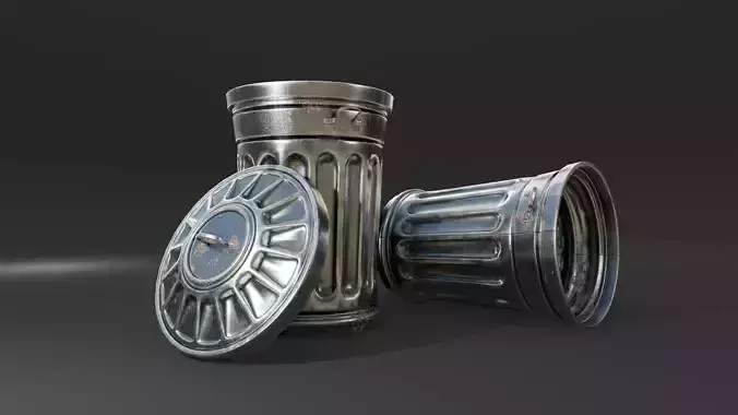 Trash can Low-poly 3D model