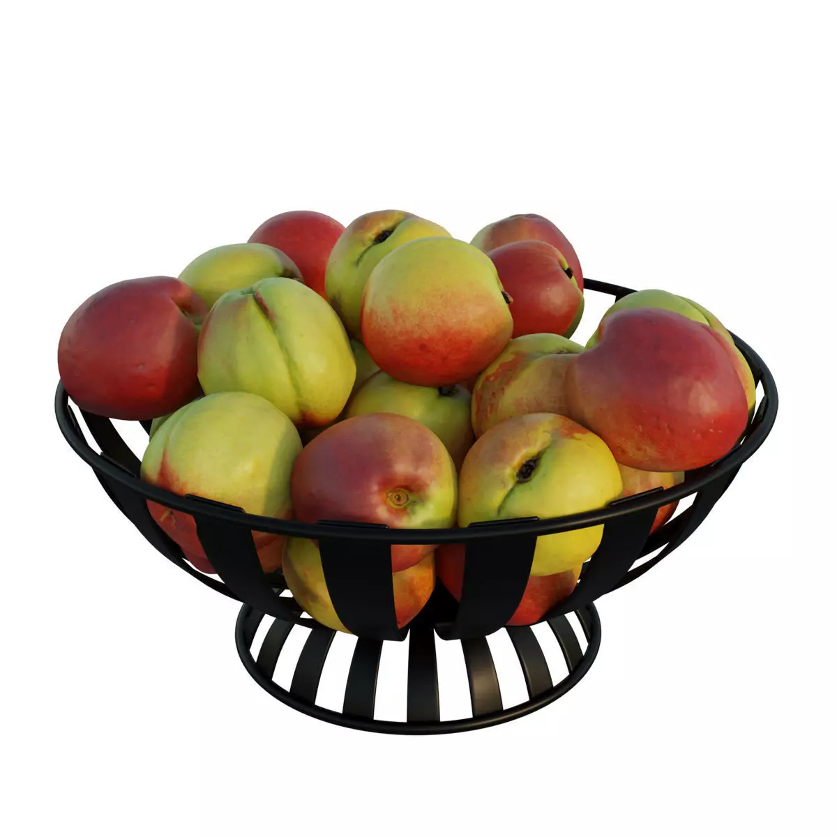 Stripe Fruit Bowl with peach 3D model