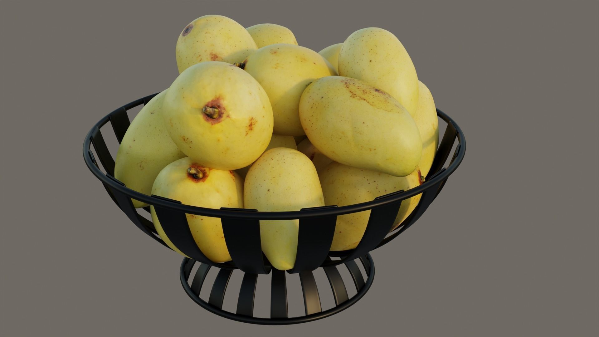 Stripe Fruit Bowl with mango 3D model_7