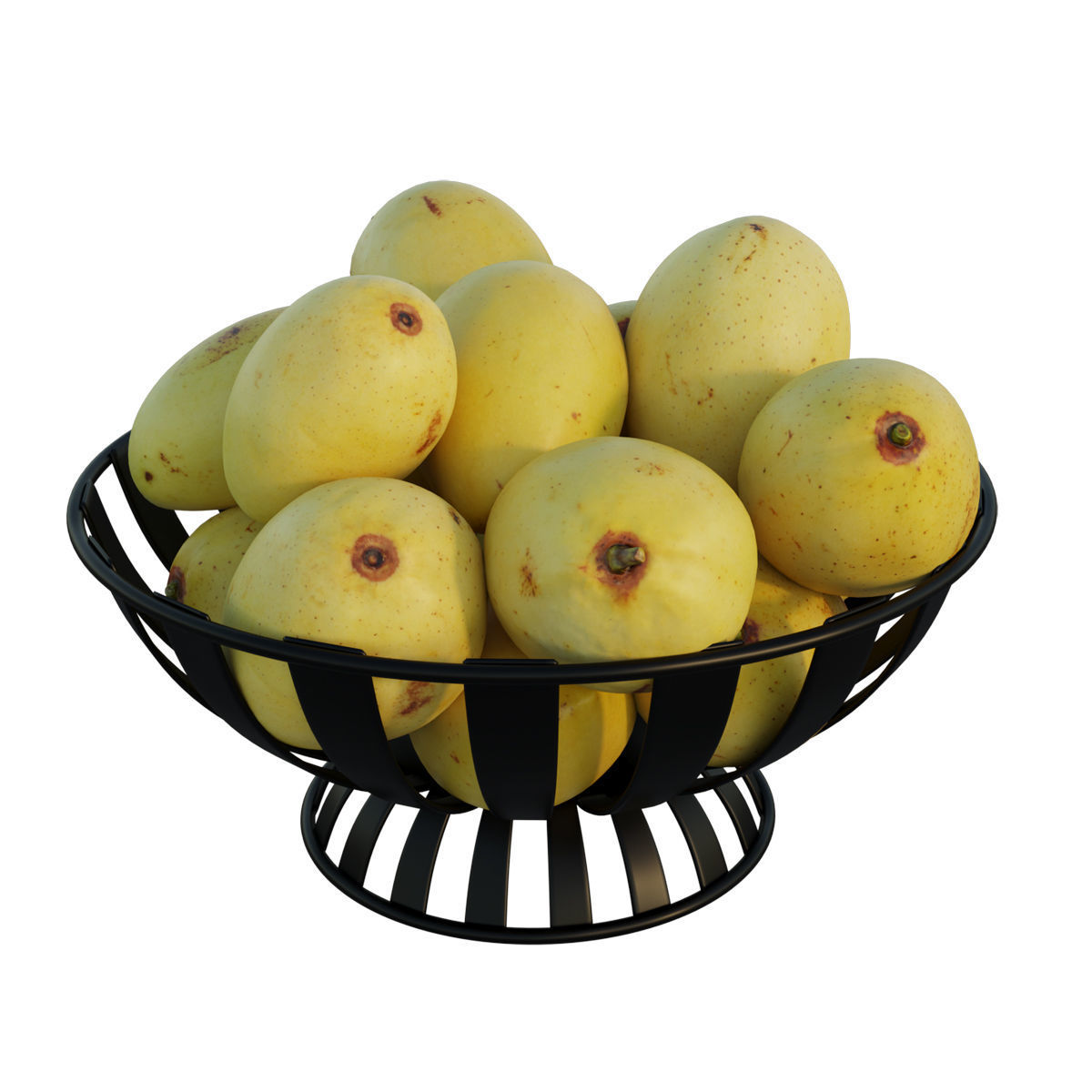 Stripe Fruit Bowl with mango 3D model_4