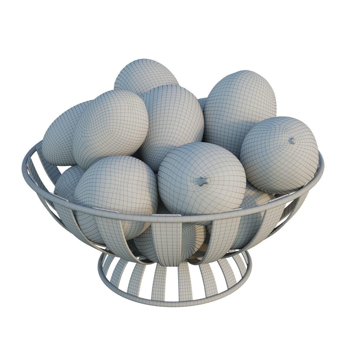 Stripe Fruit Bowl with mango 3D model_5