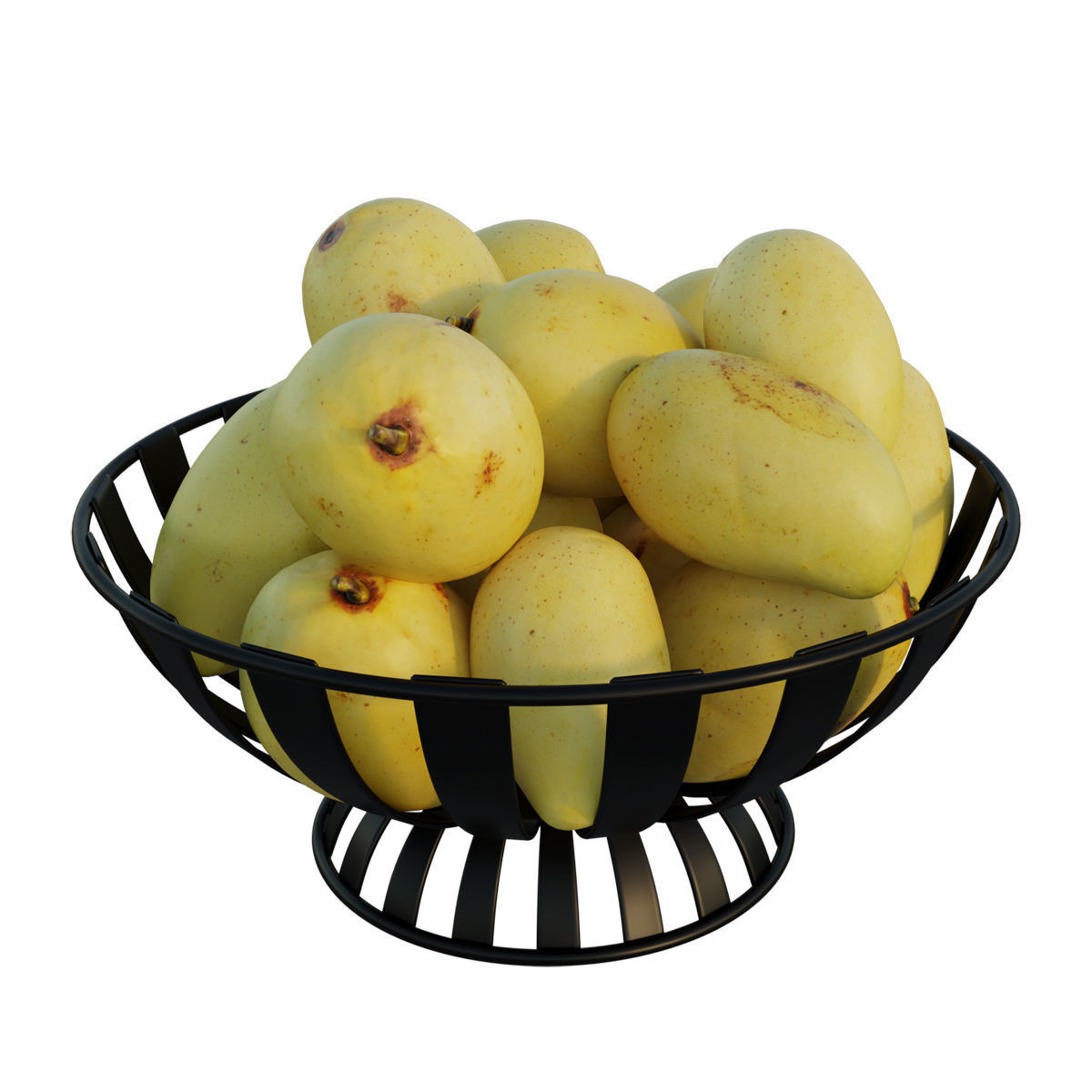 Stripe Fruit Bowl with mango 3D model_1