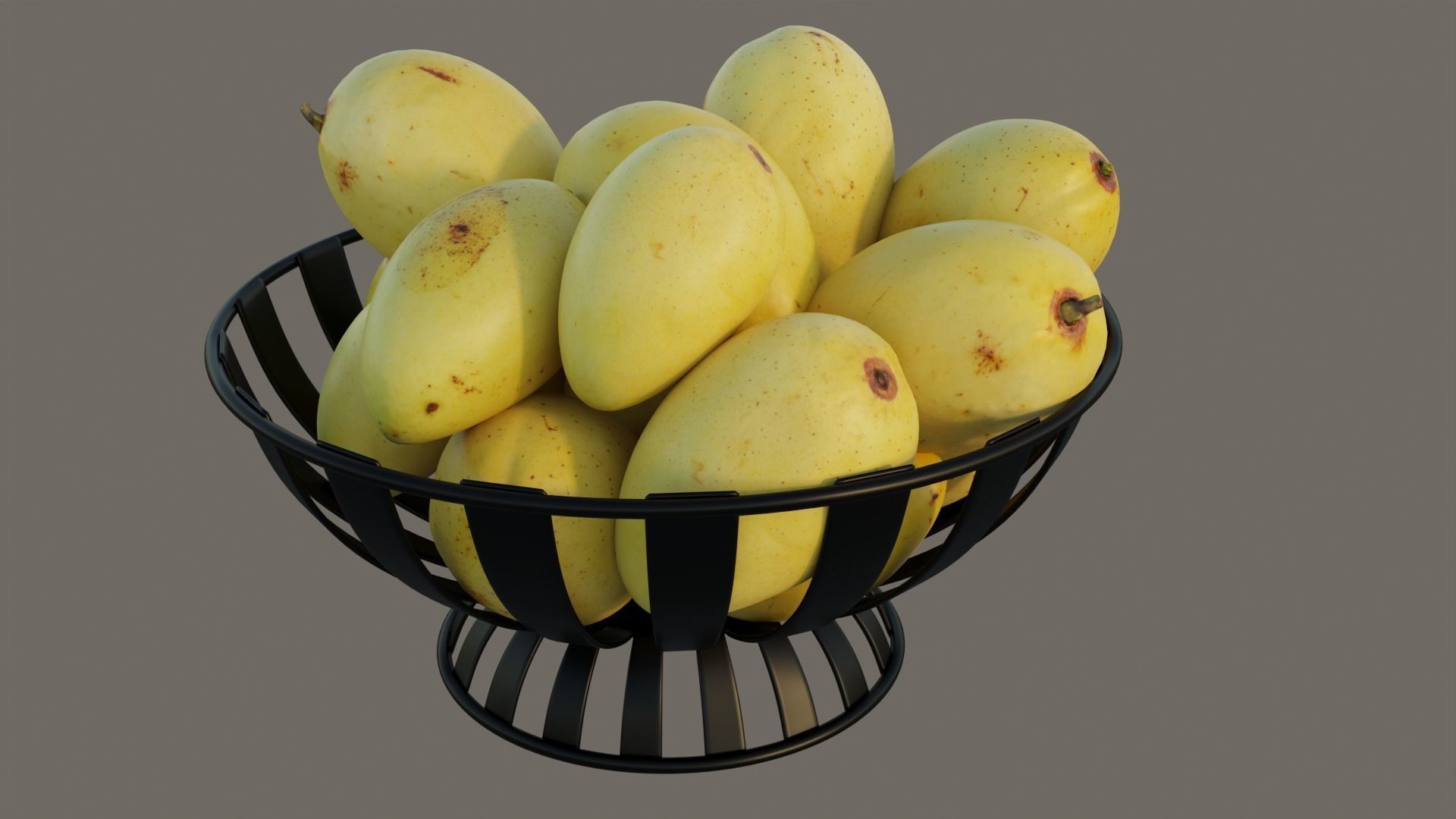 Stripe Fruit Bowl with mango 3D model_9
