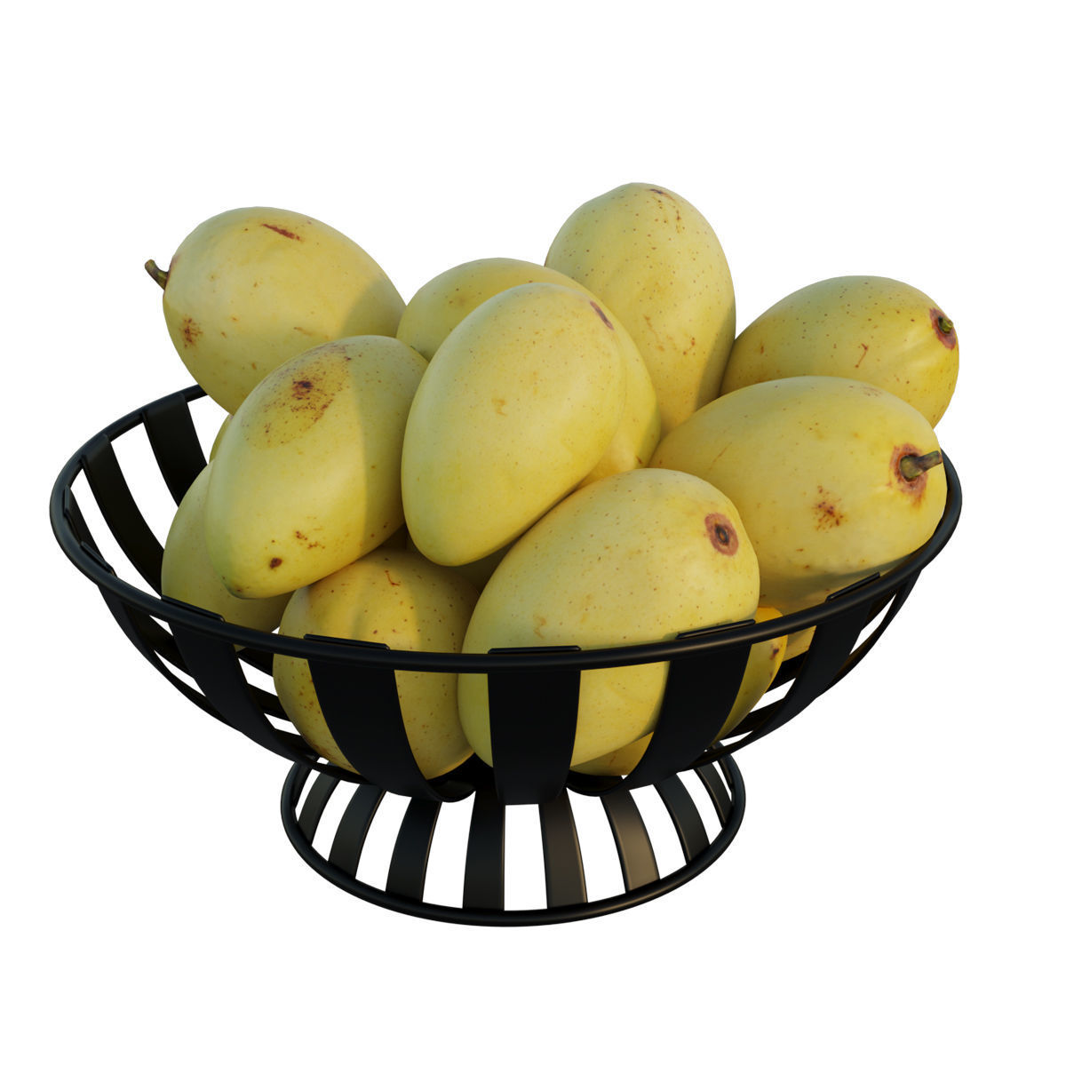 Stripe Fruit Bowl with mango 3D model_3