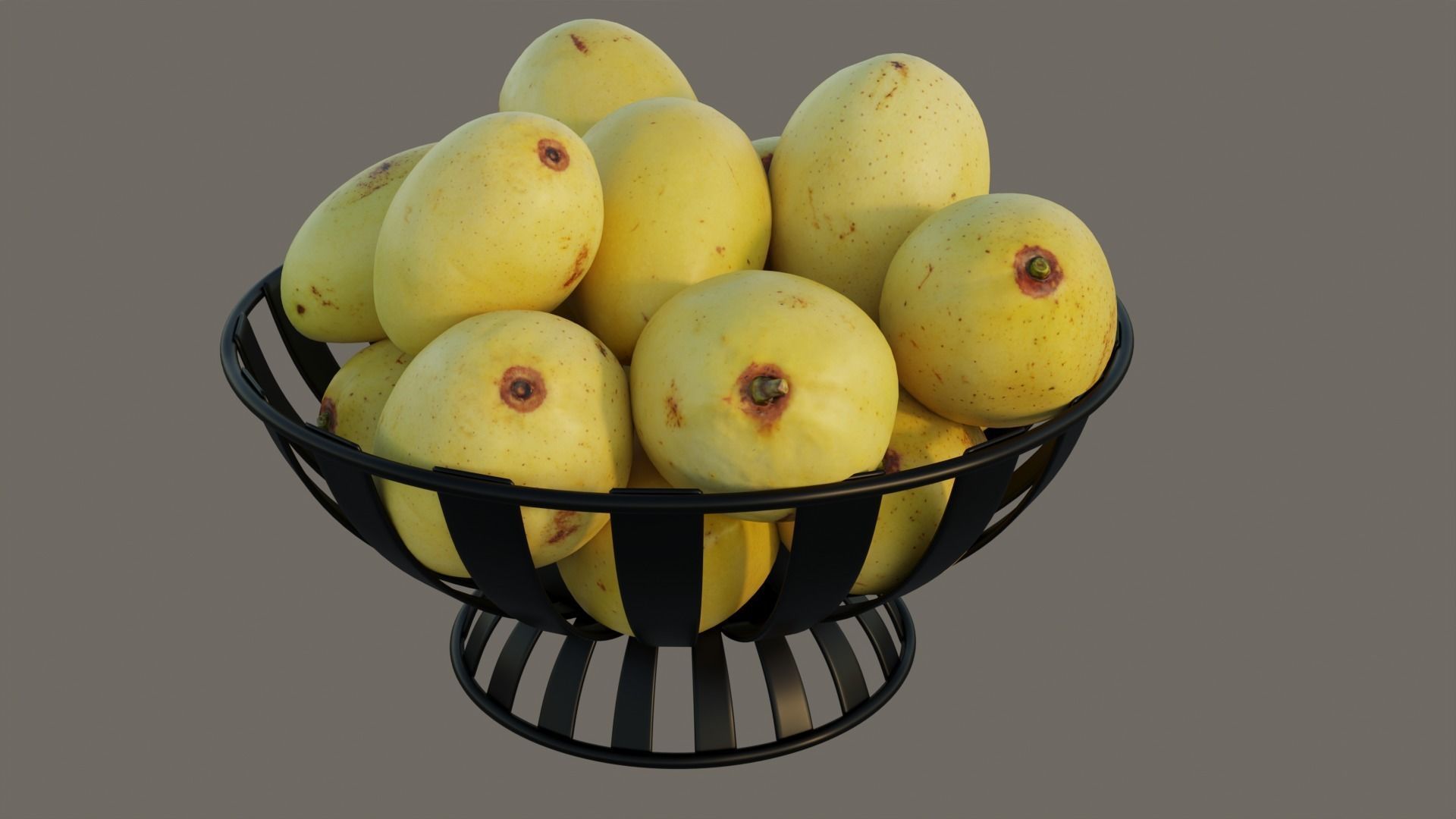Stripe Fruit Bowl with mango 3D model_10