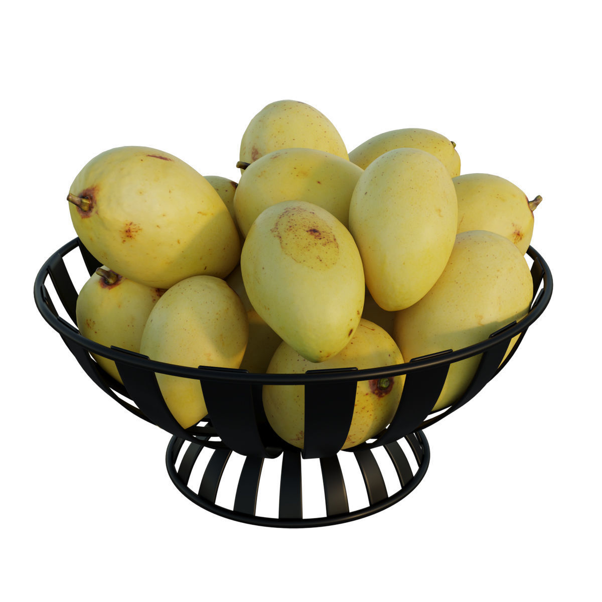 Stripe Fruit Bowl with mango 3D model_2