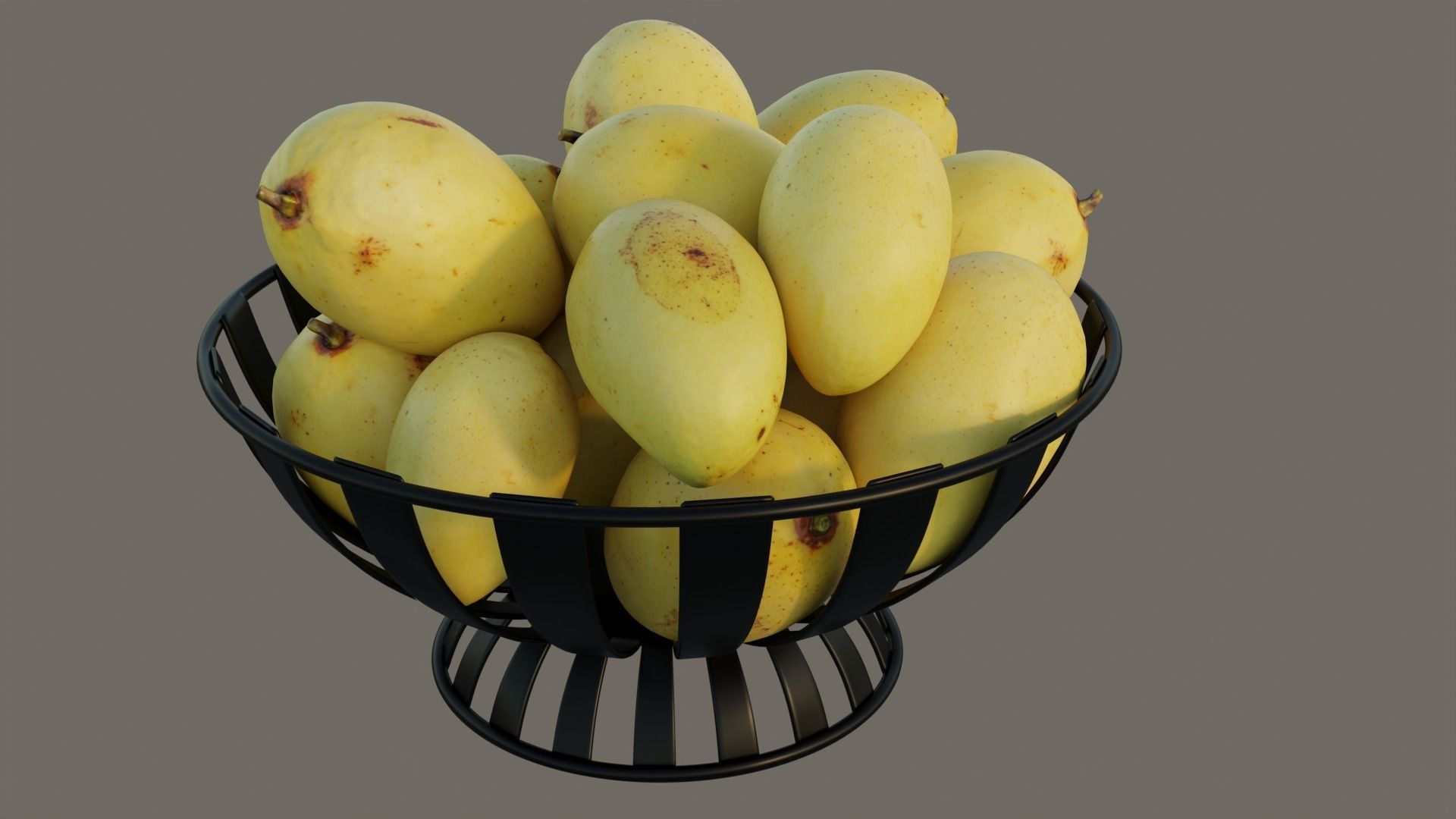 Stripe Fruit Bowl with mango 3D model_8