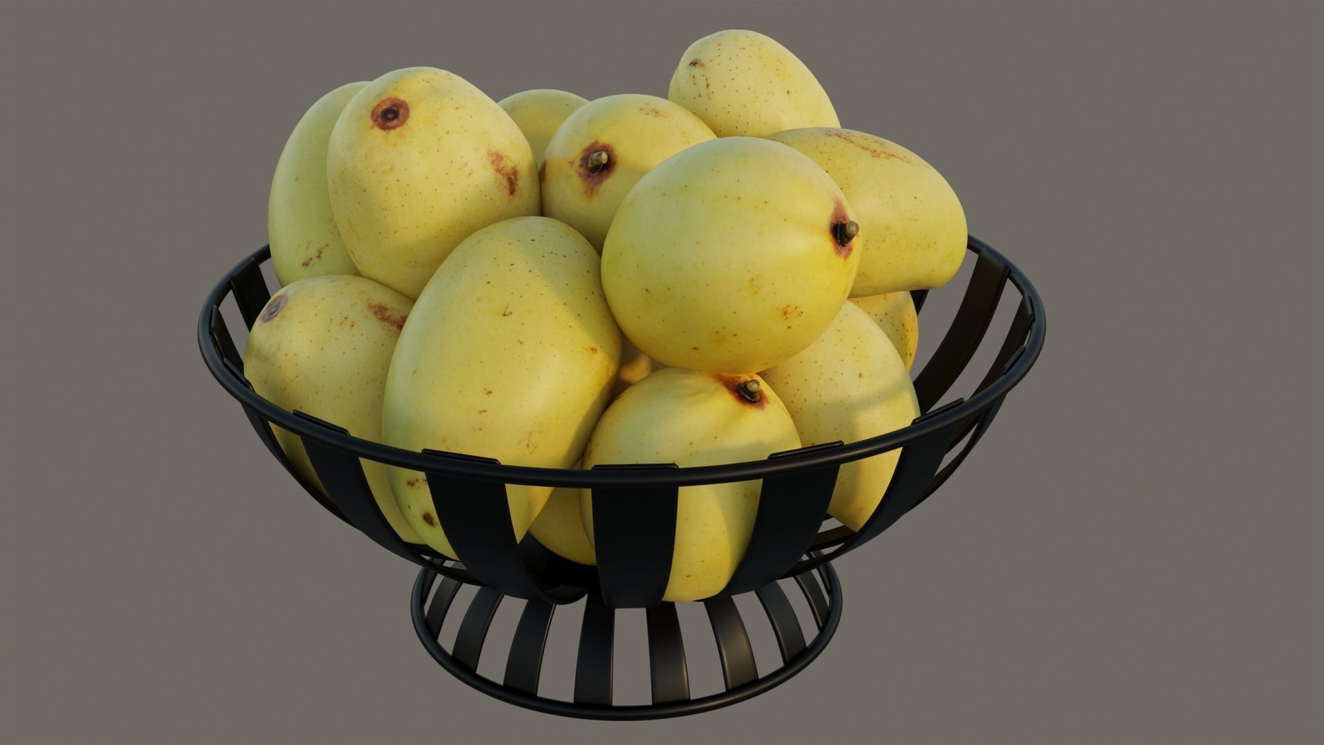 Stripe Fruit Bowl with mango 3D model_6
