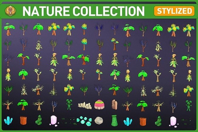 Stylized Nature Collection Low-poly 3D model
