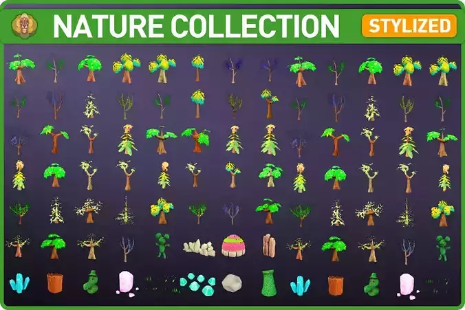 Stylized Nature Collection Low-poly 3D model
