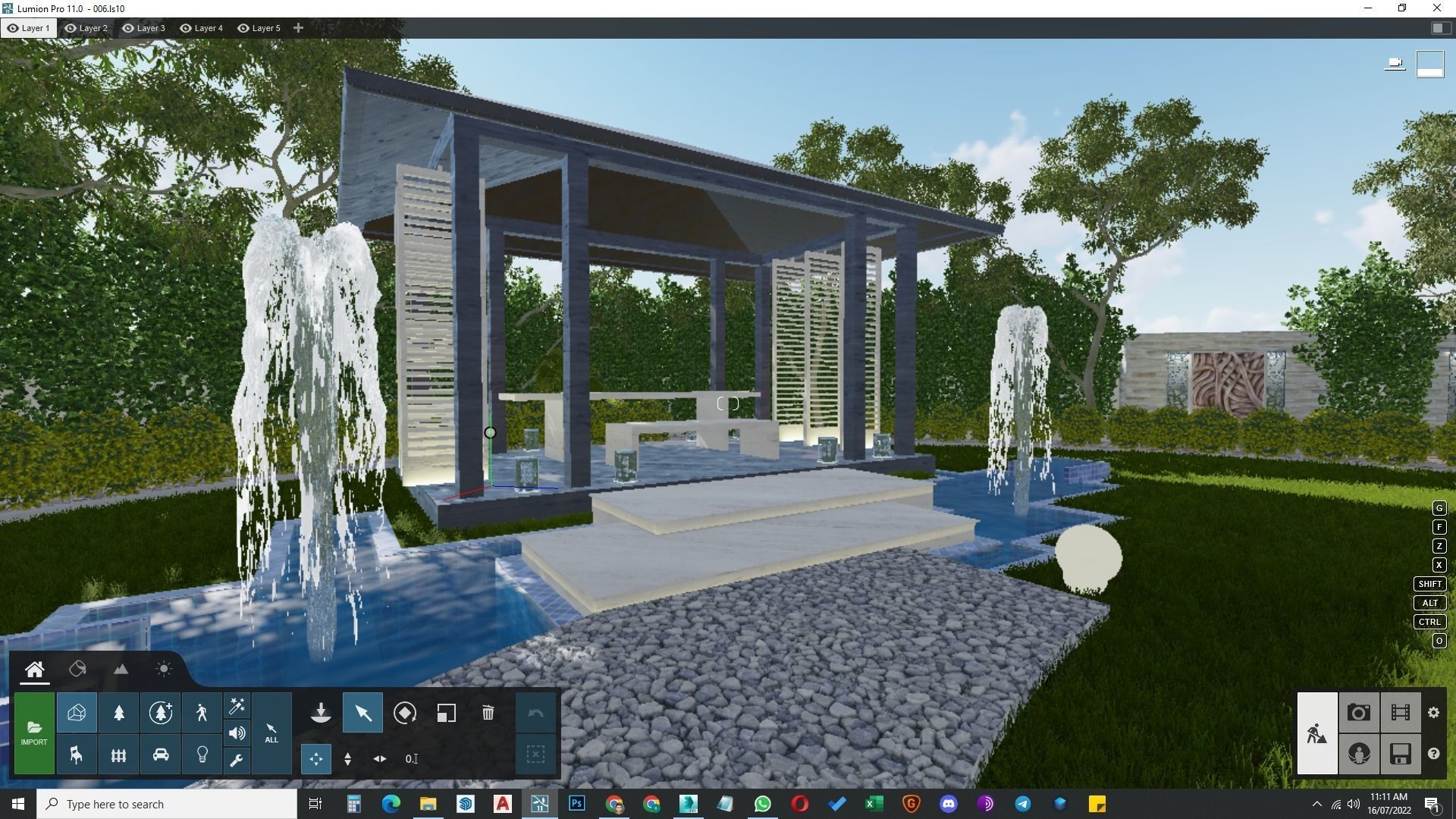 Luxury garden plant of contemporary house  Low-poly 3D model_10