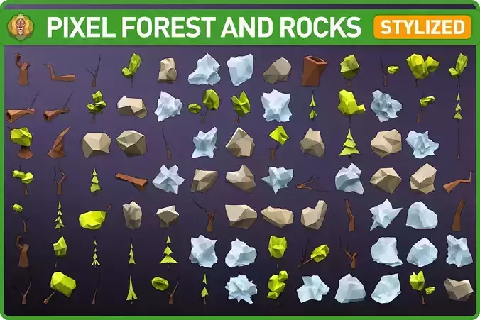 Pixel Forest and Rocks