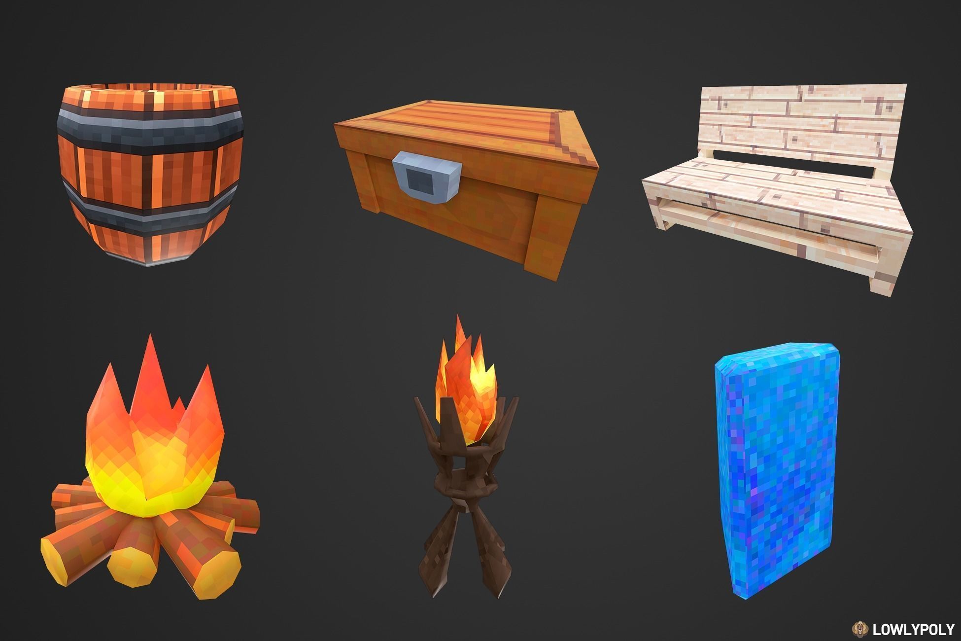 Pixel Environment Collection Low-poly 3D model_3