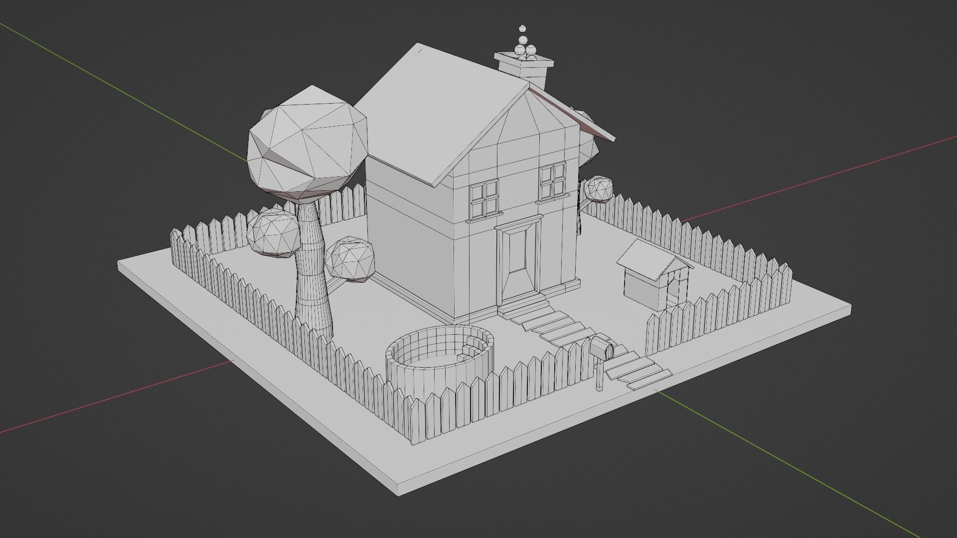 House With a Garden Low-poly 3D model_4