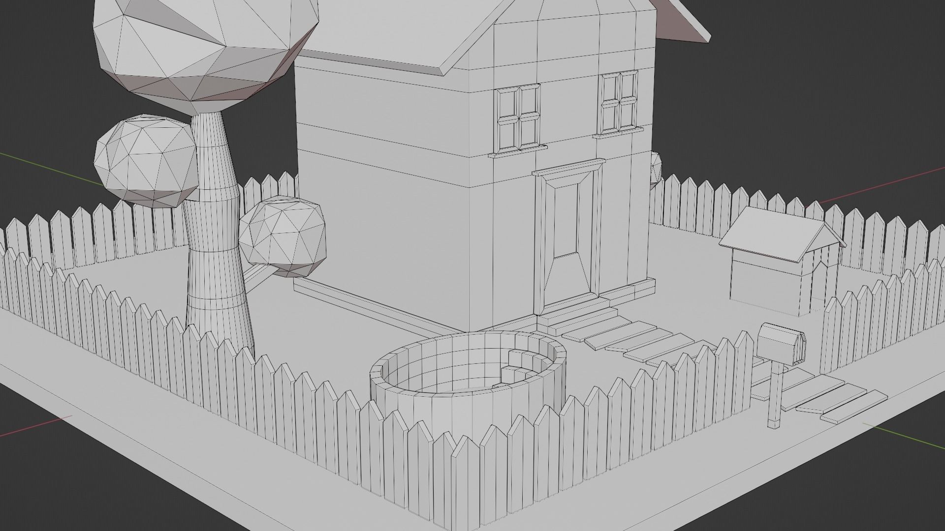 House With a Garden Low-poly 3D model_5