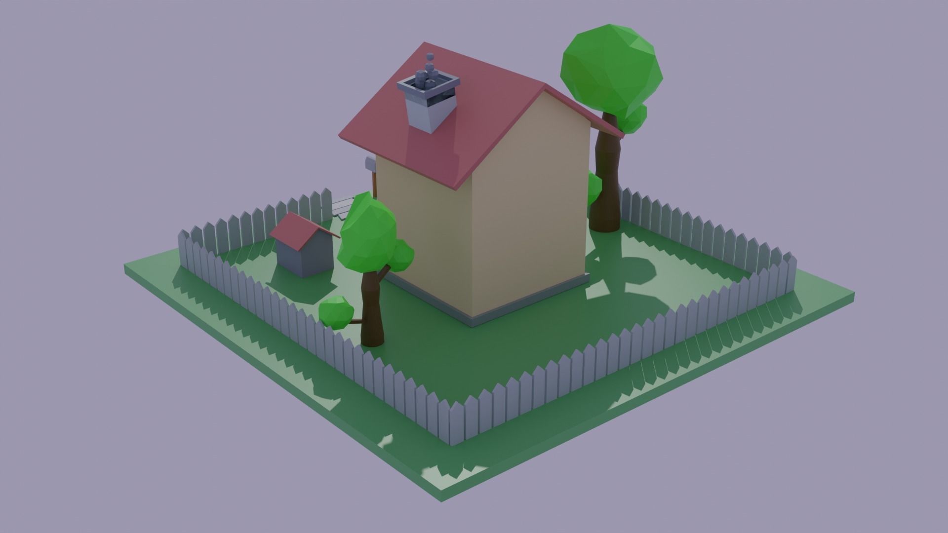 House With a Garden Low-poly 3D model_3