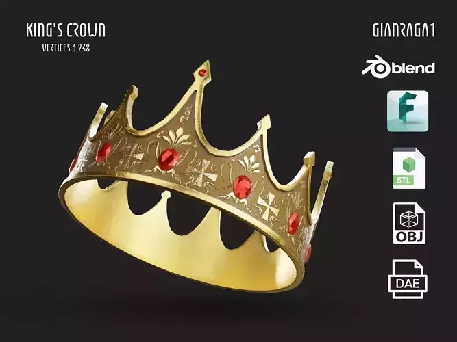 King Crown Low-poly 3D model