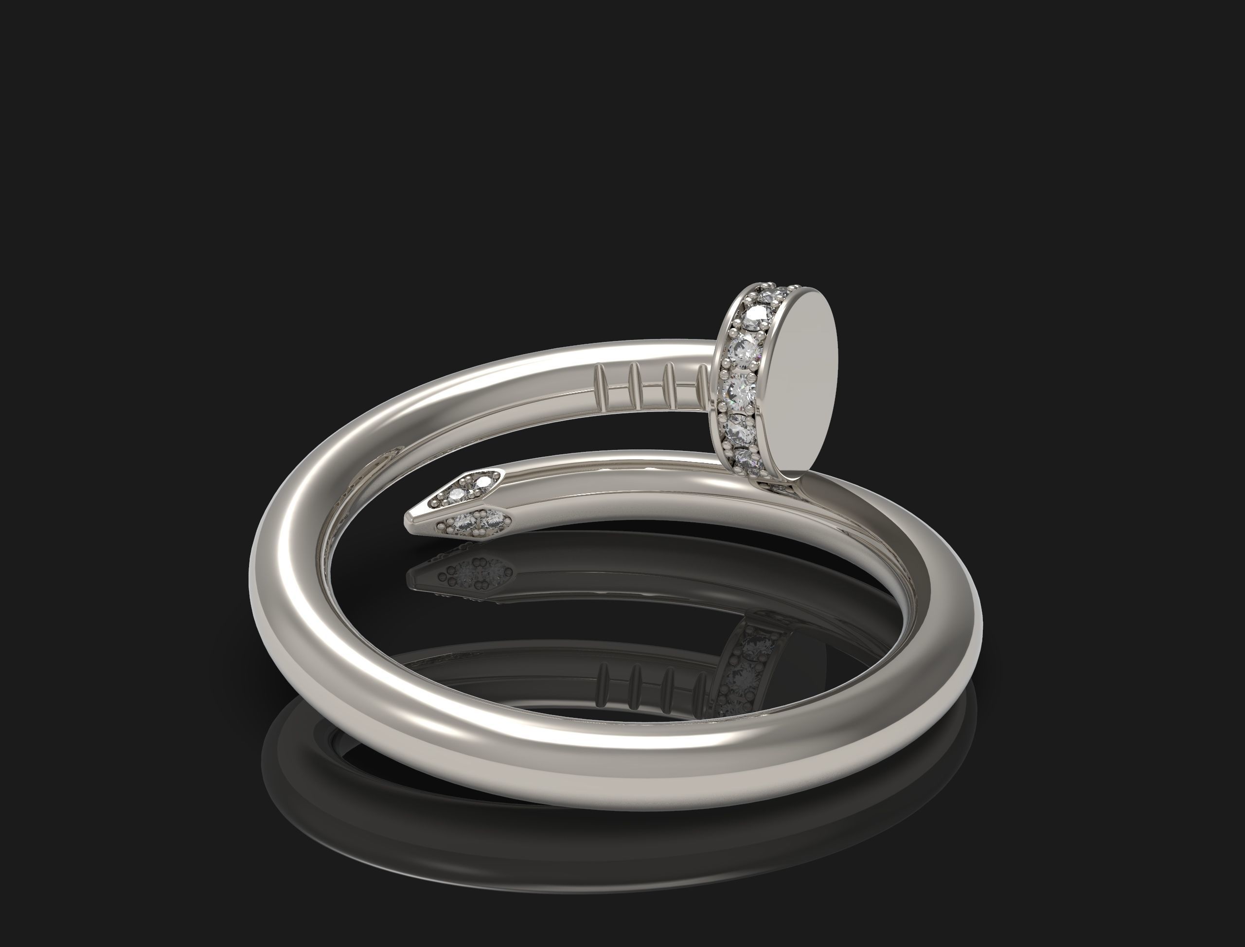 Nail ring with diamonds Most Sizes 3D print model_1