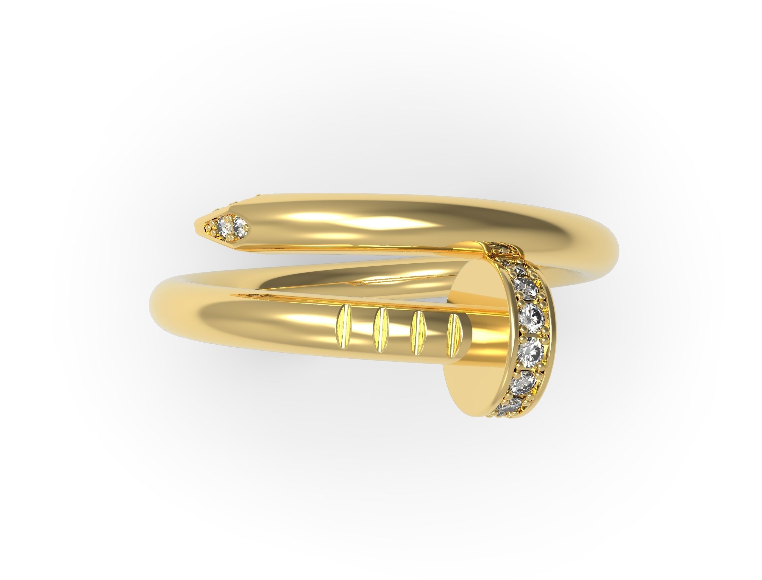 Nail ring with diamonds Most Sizes 3D print model_16