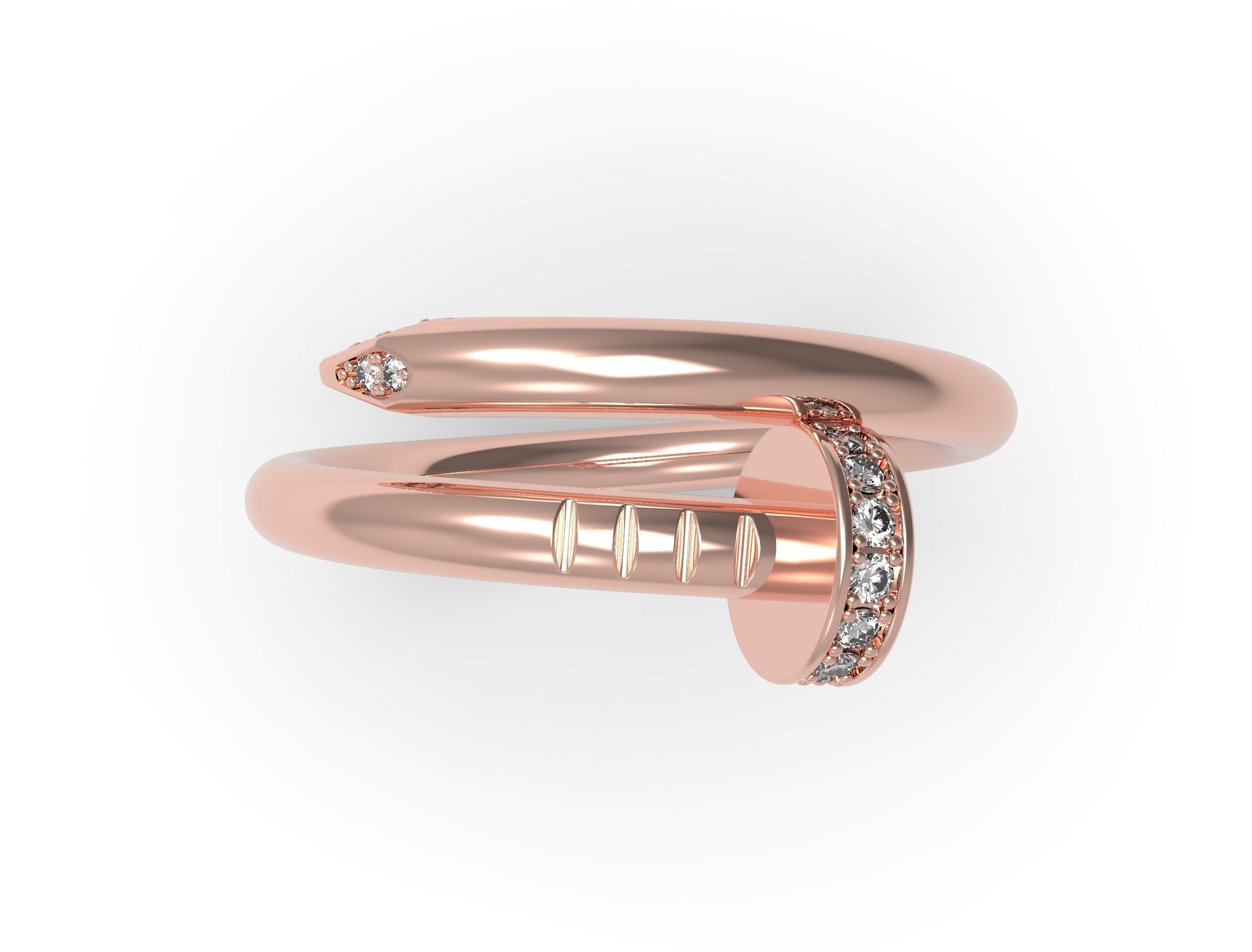 Nail ring with diamonds Most Sizes 3D print model_15