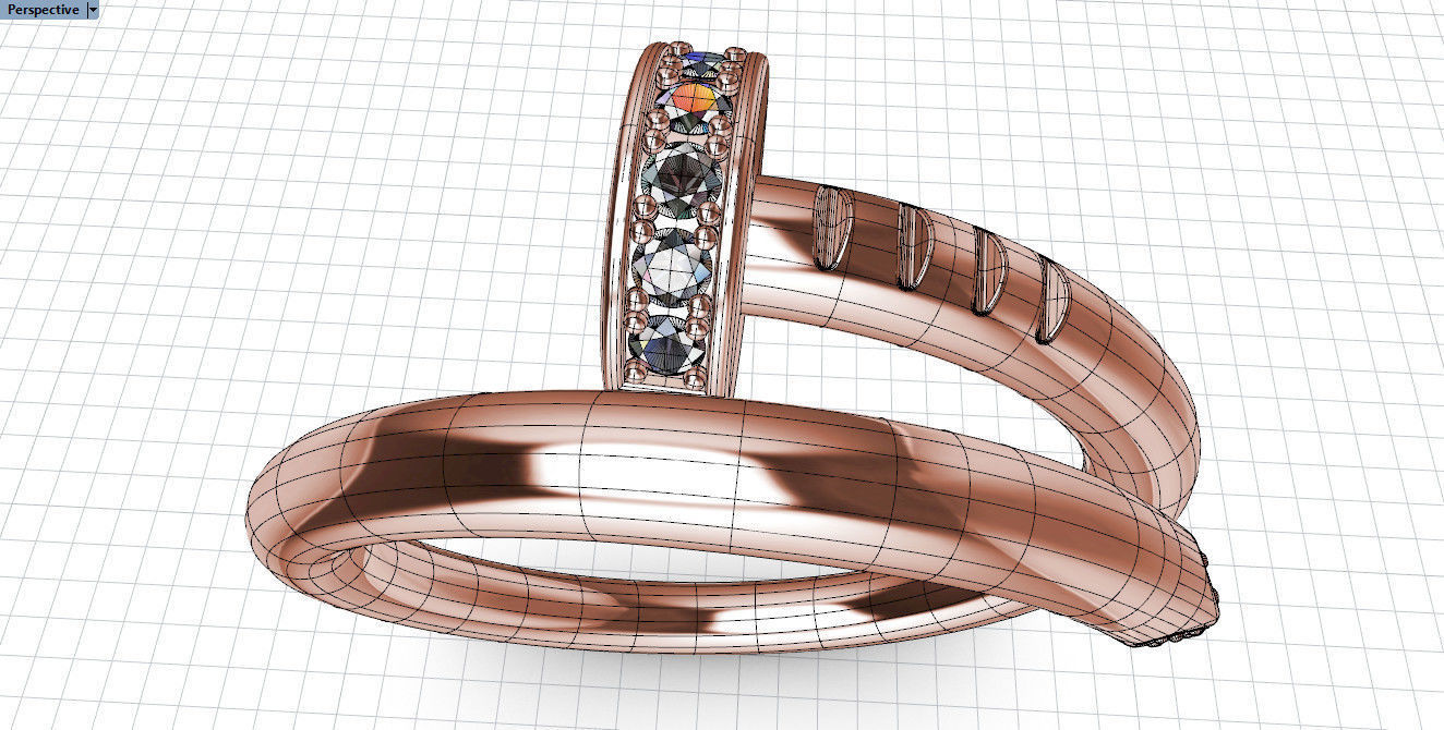 Nail ring with diamonds Most Sizes 3D print model_6