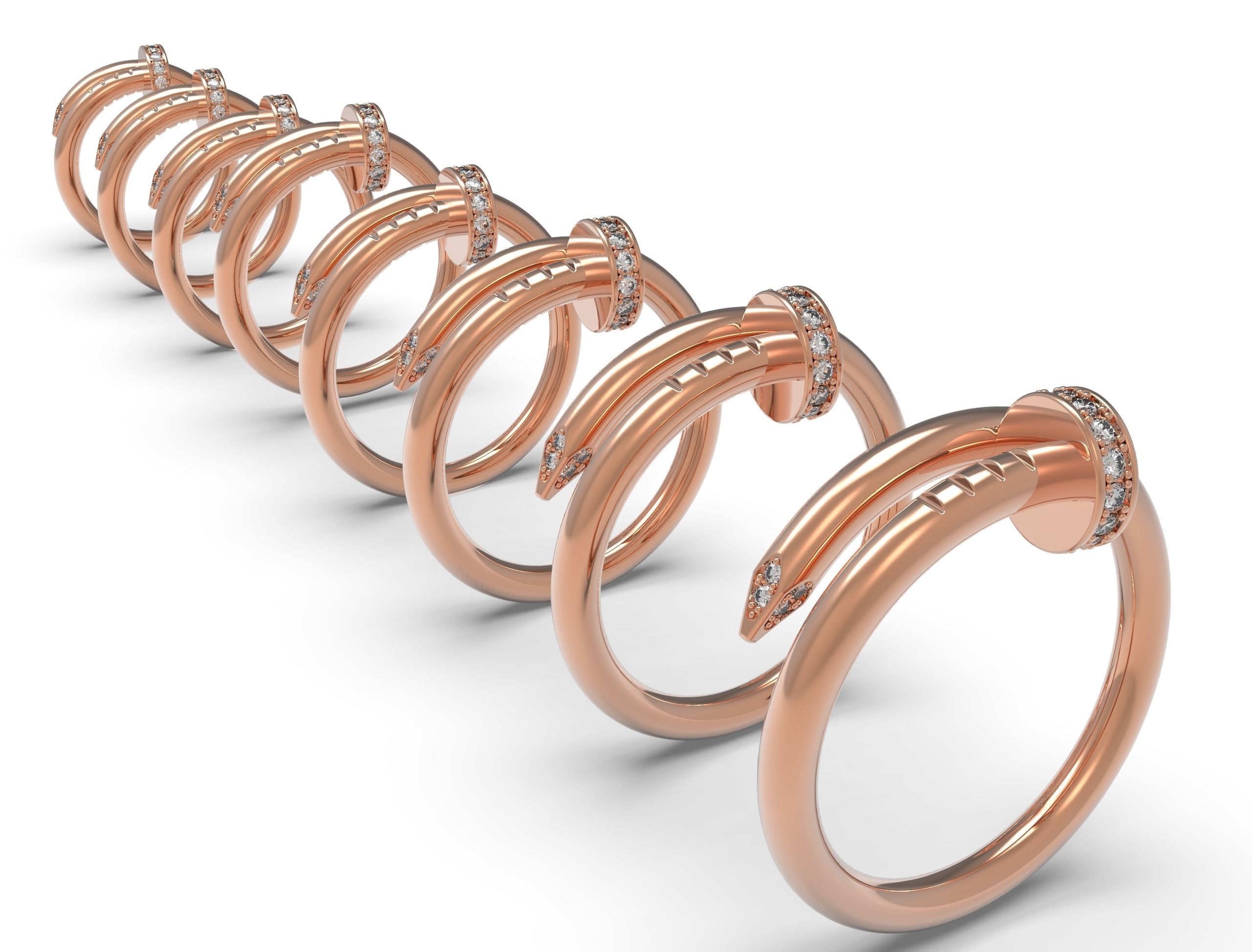 Nail ring with diamonds Most Sizes 3D print model_8