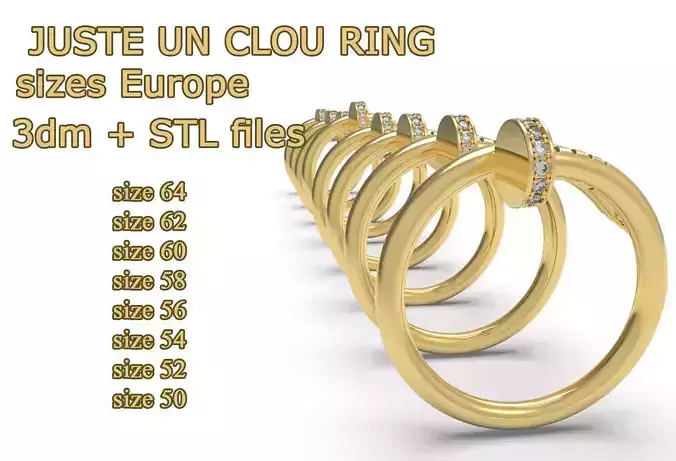 Nail ring with diamonds Most Sizes 3D print model