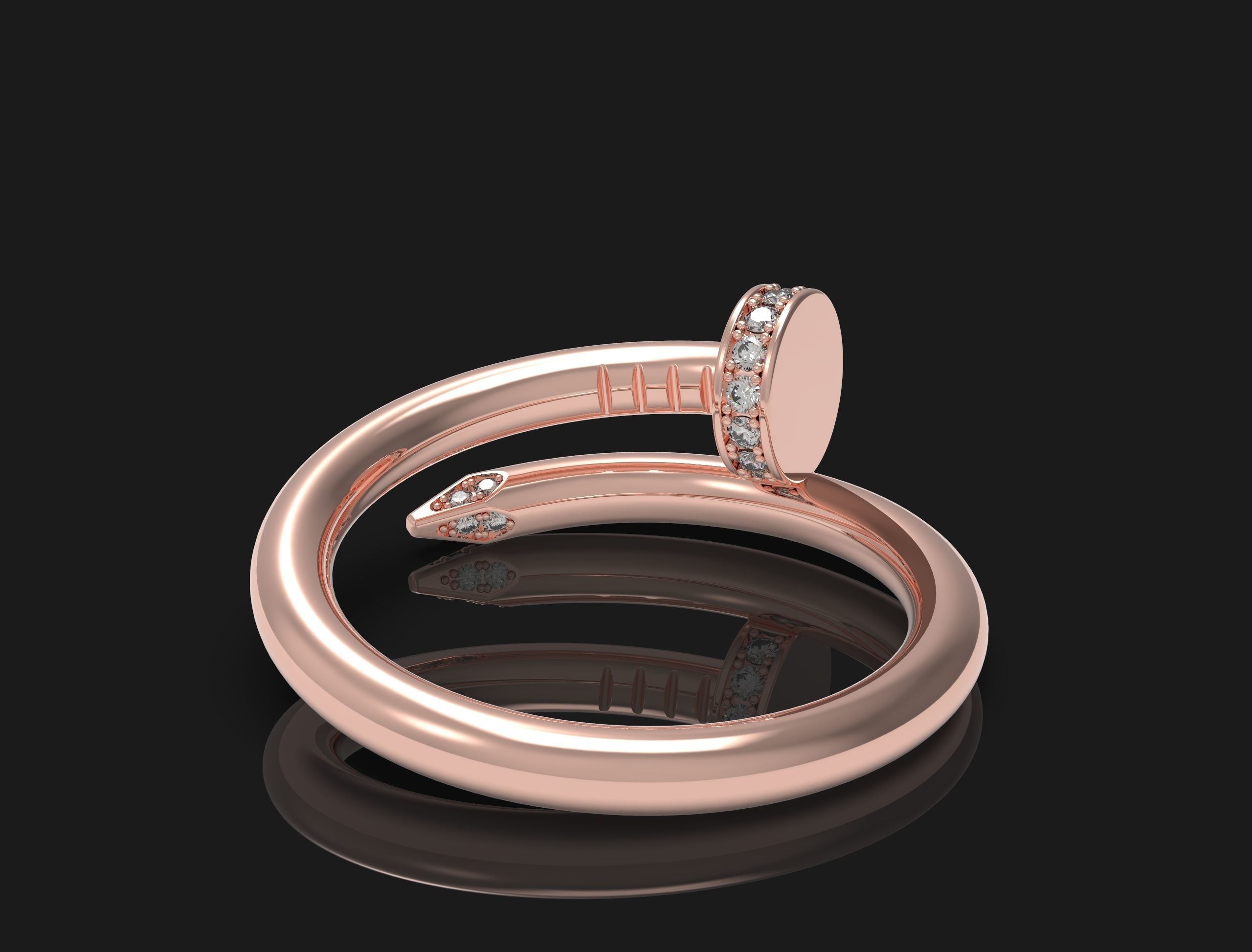 Nail ring with diamonds Most Sizes 3D print model_18