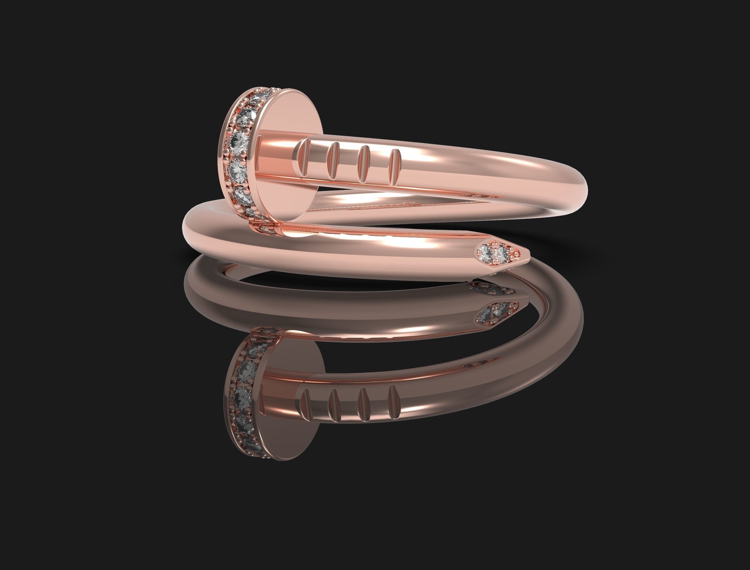 Nail ring with diamonds Most Sizes 3D print model_19