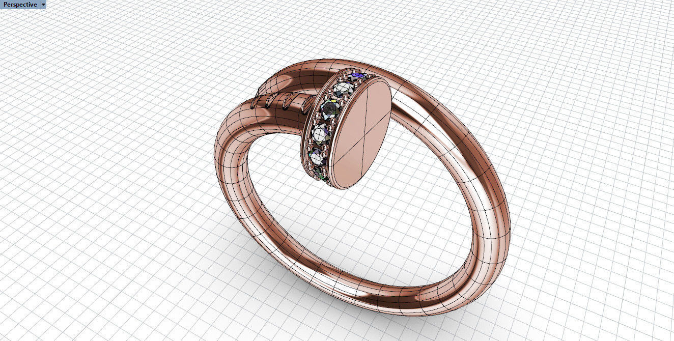 Nail ring with diamonds Most Sizes 3D print model_5