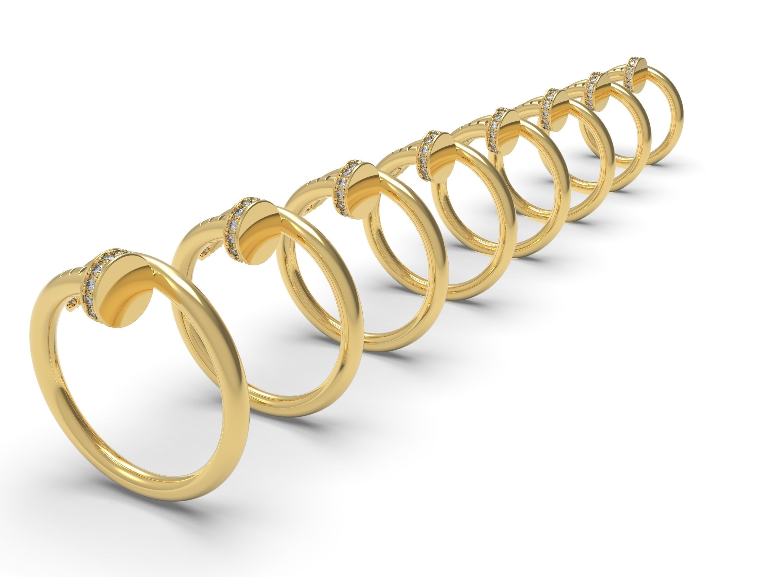 Nail ring with diamonds Most Sizes 3D print model_11