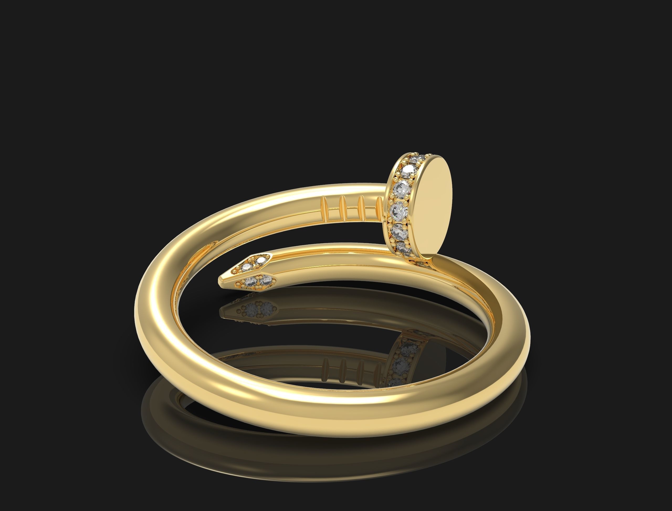 Nail ring with diamonds Most Sizes 3D print model_17