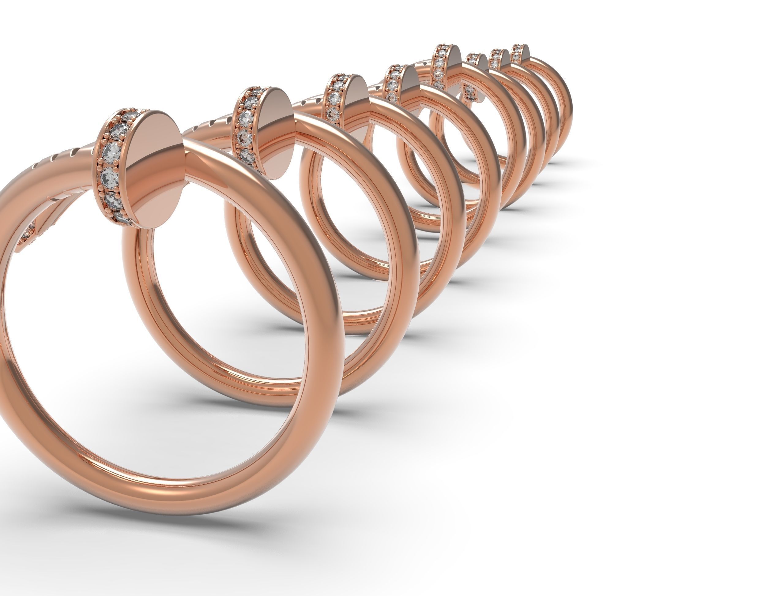 Nail ring with diamonds Most Sizes 3D print model_9