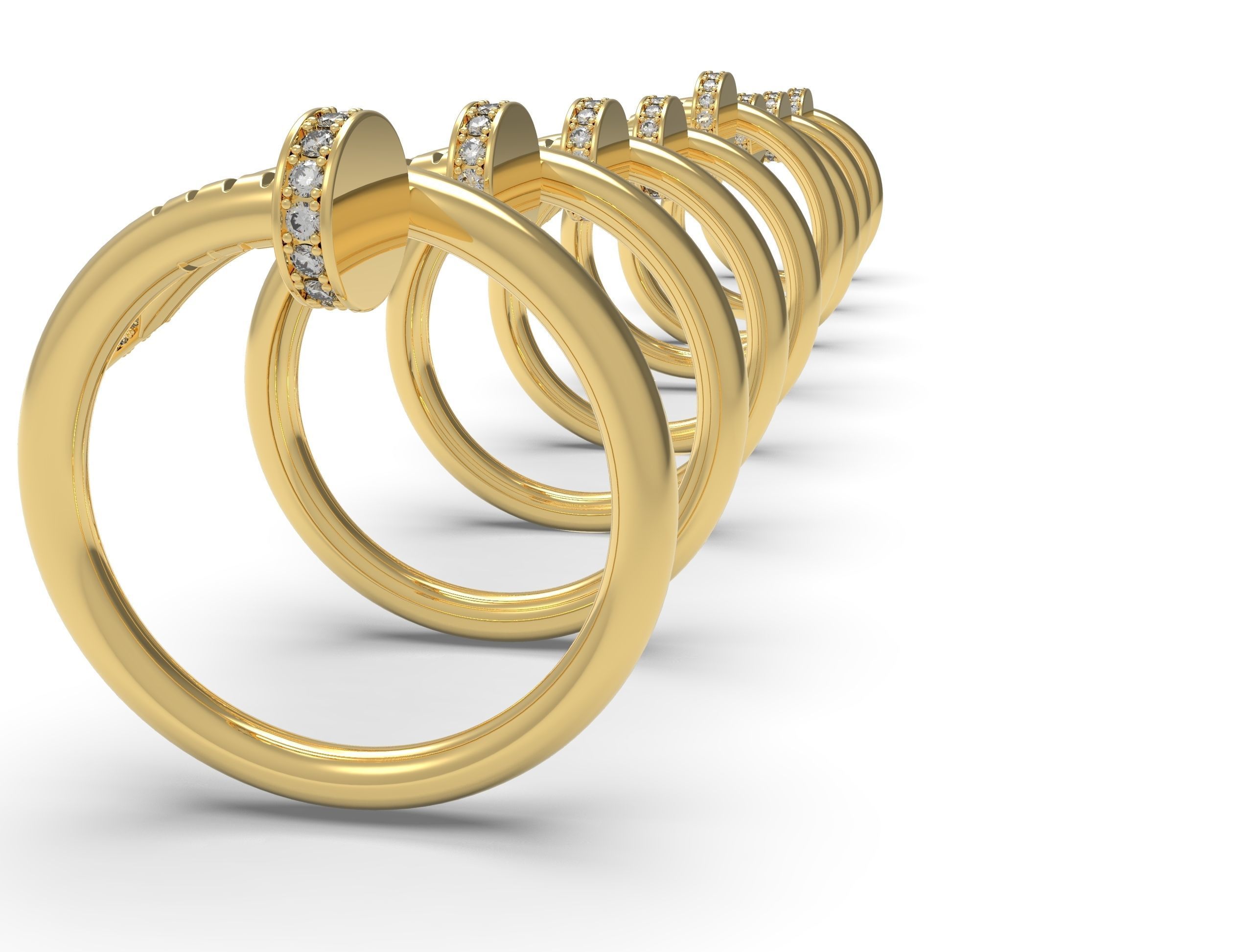 Nail ring with diamonds Most Sizes 3D print model_10