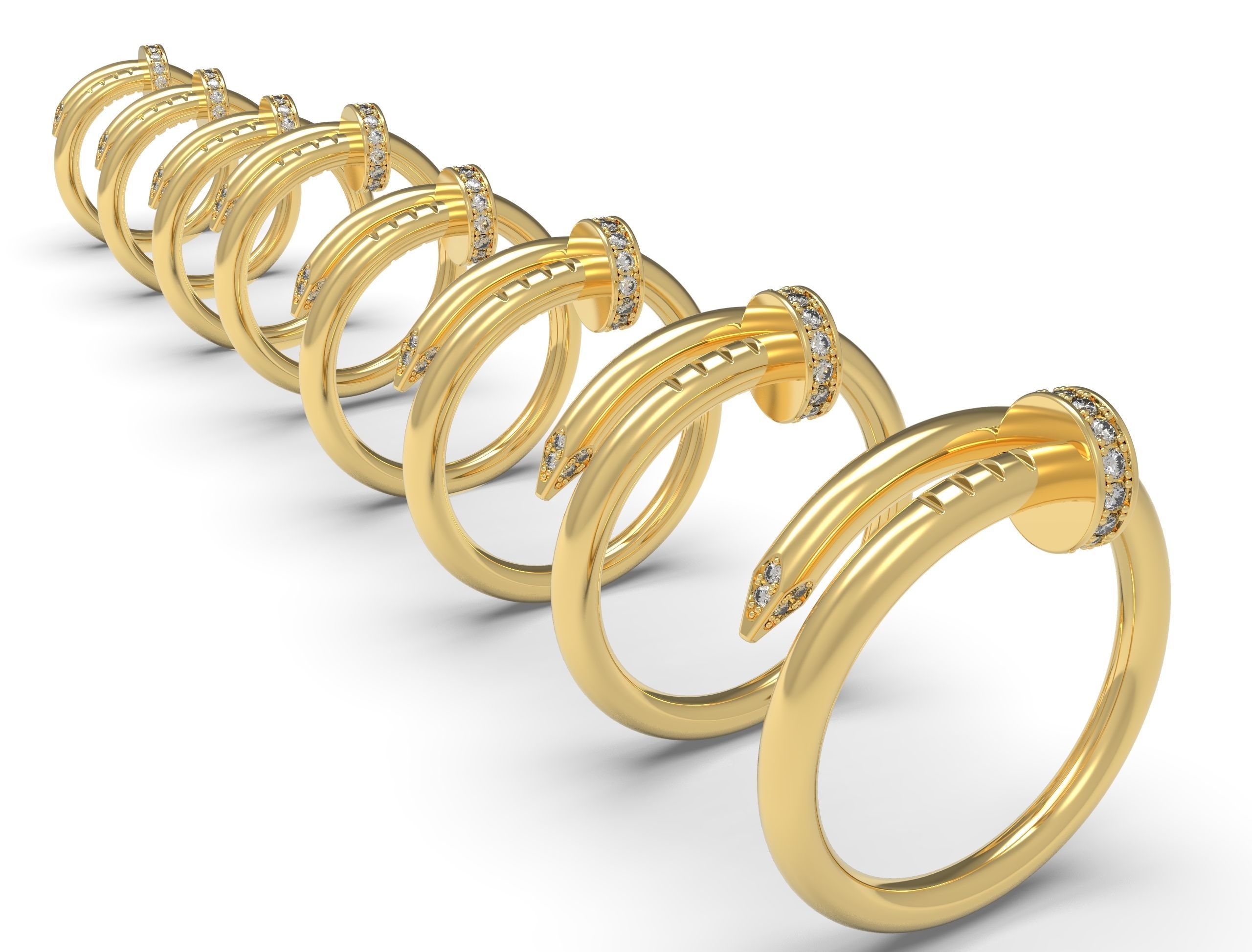 Nail ring with diamonds Most Sizes 3D print model_7