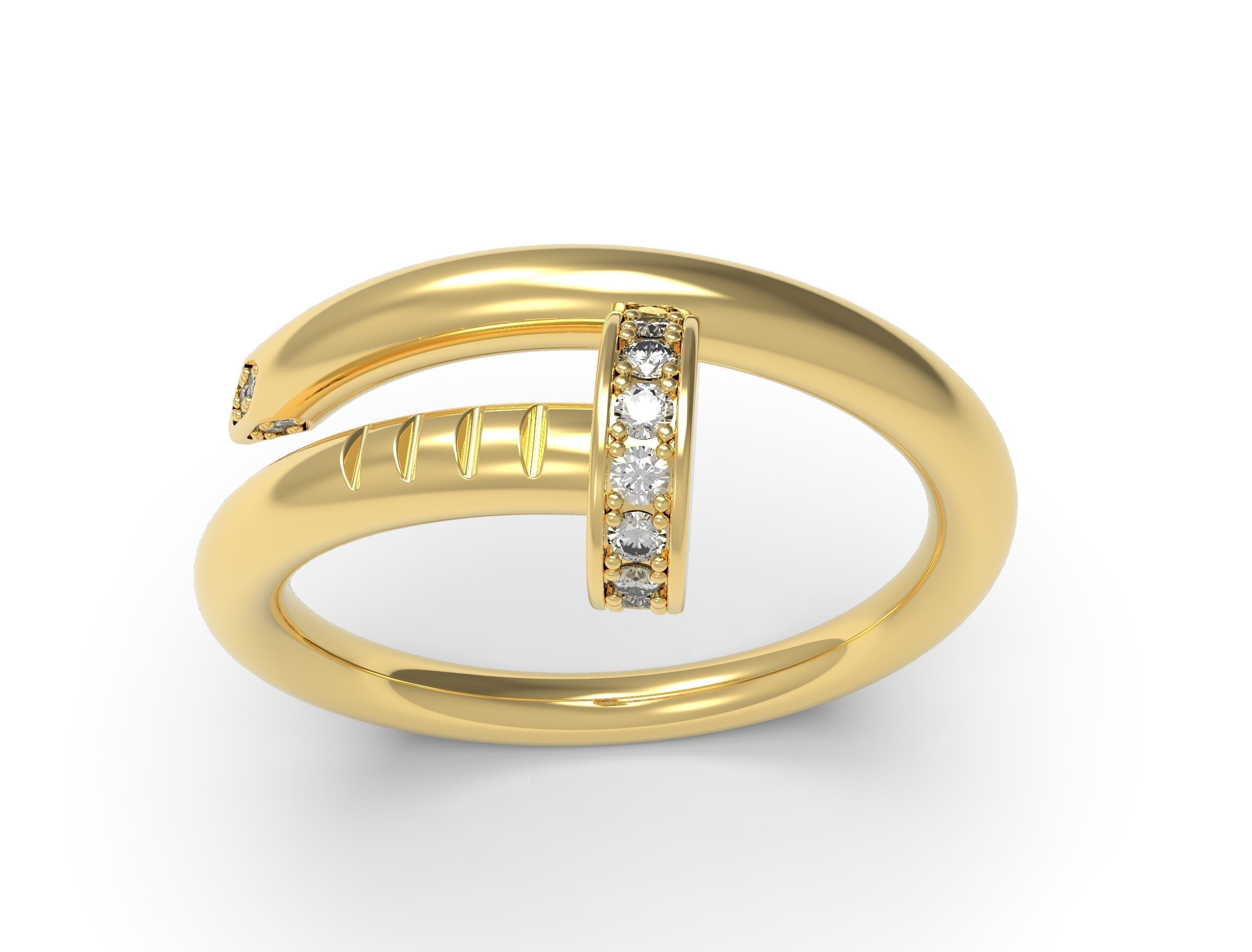 Nail ring with diamonds Most Sizes 3D print model_13