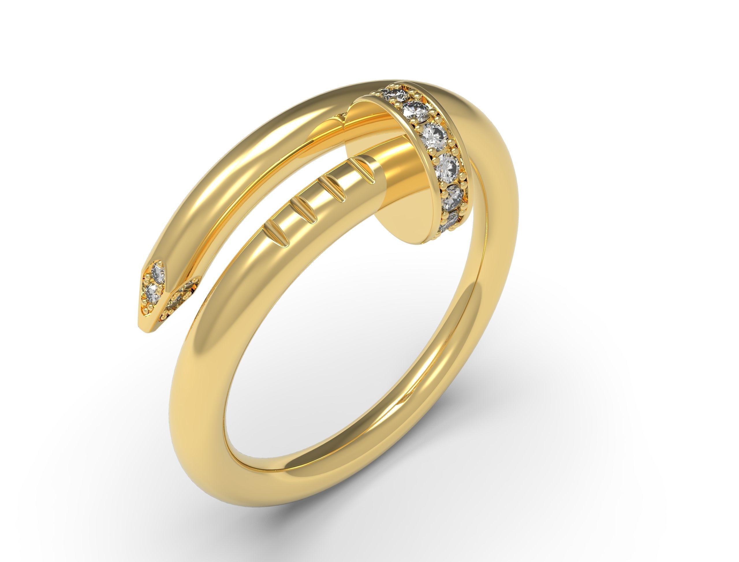 Nail ring with diamonds Most Sizes 3D print model_3
