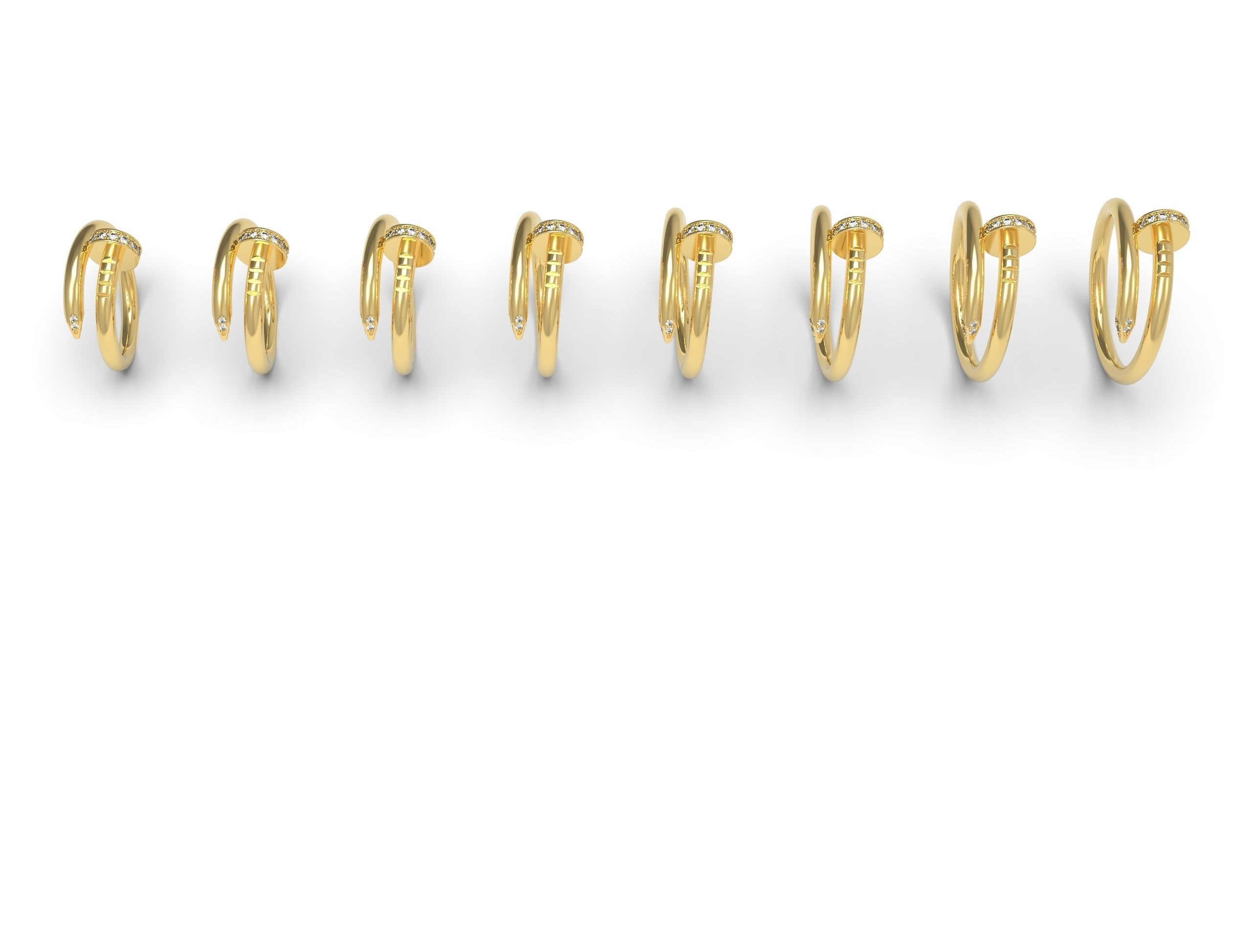 Nail ring with diamonds Most Sizes 3D print model_12