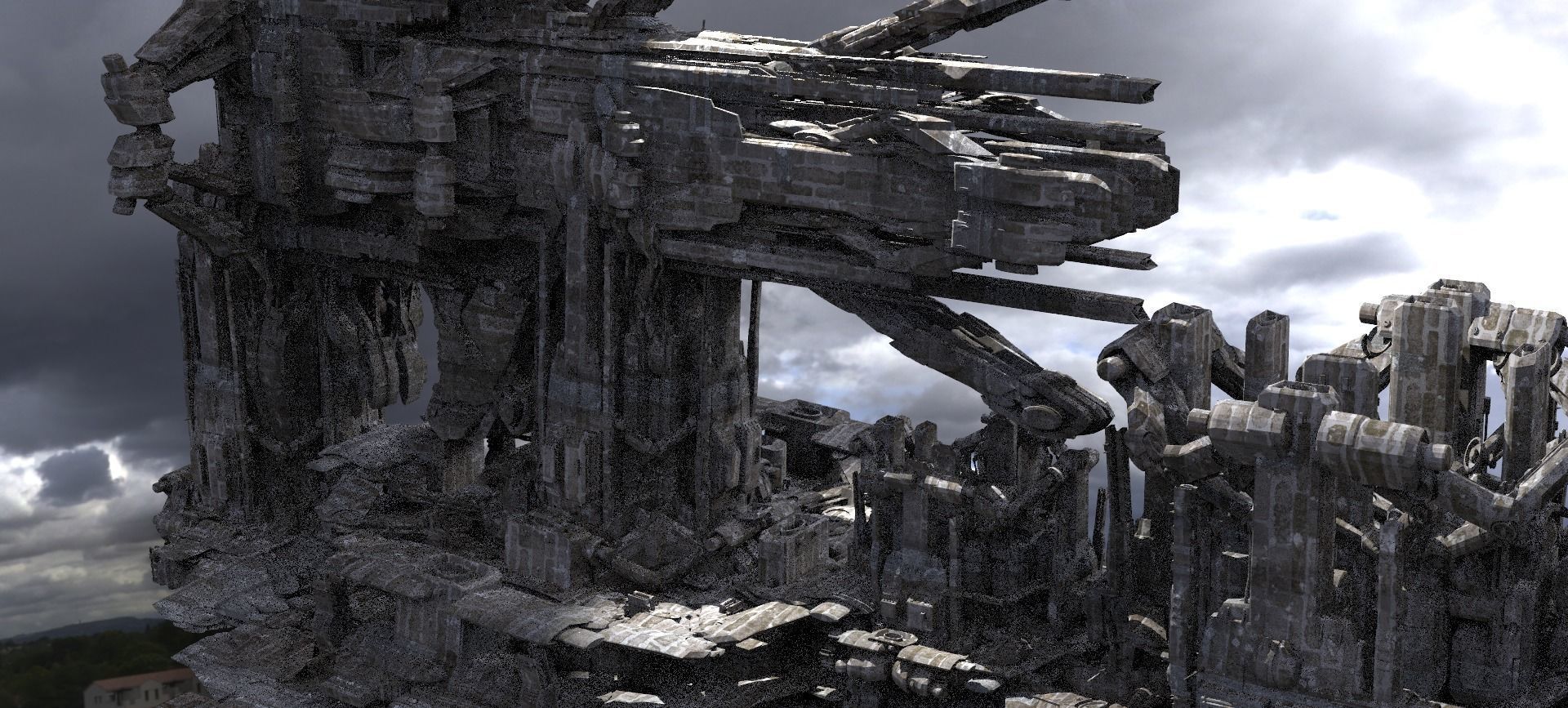 Advanced Ancient Civilization Ship architecture 6 huge designs 3D model_1