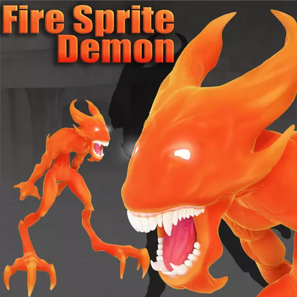 Fire Sprite Demon Fire Rigged for Poser and Daz3d 3D model_0