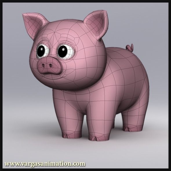 Cartoon Pig 3D model_3