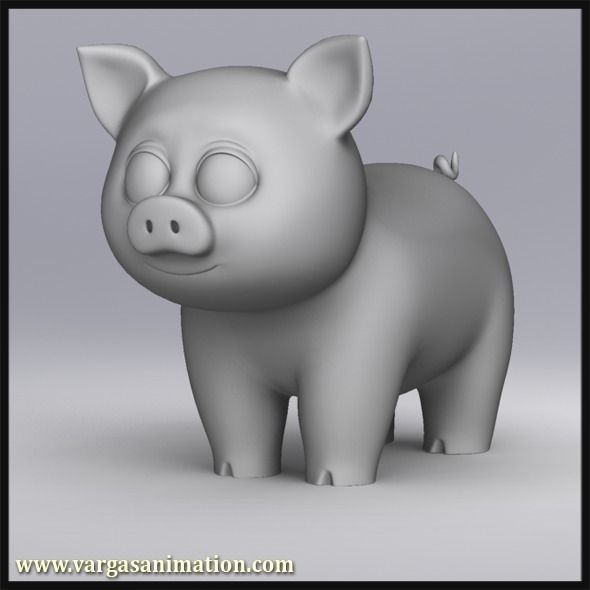Cartoon Pig 3D model_4