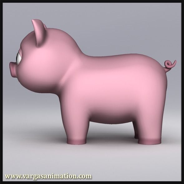 Cartoon Pig 3D model_2