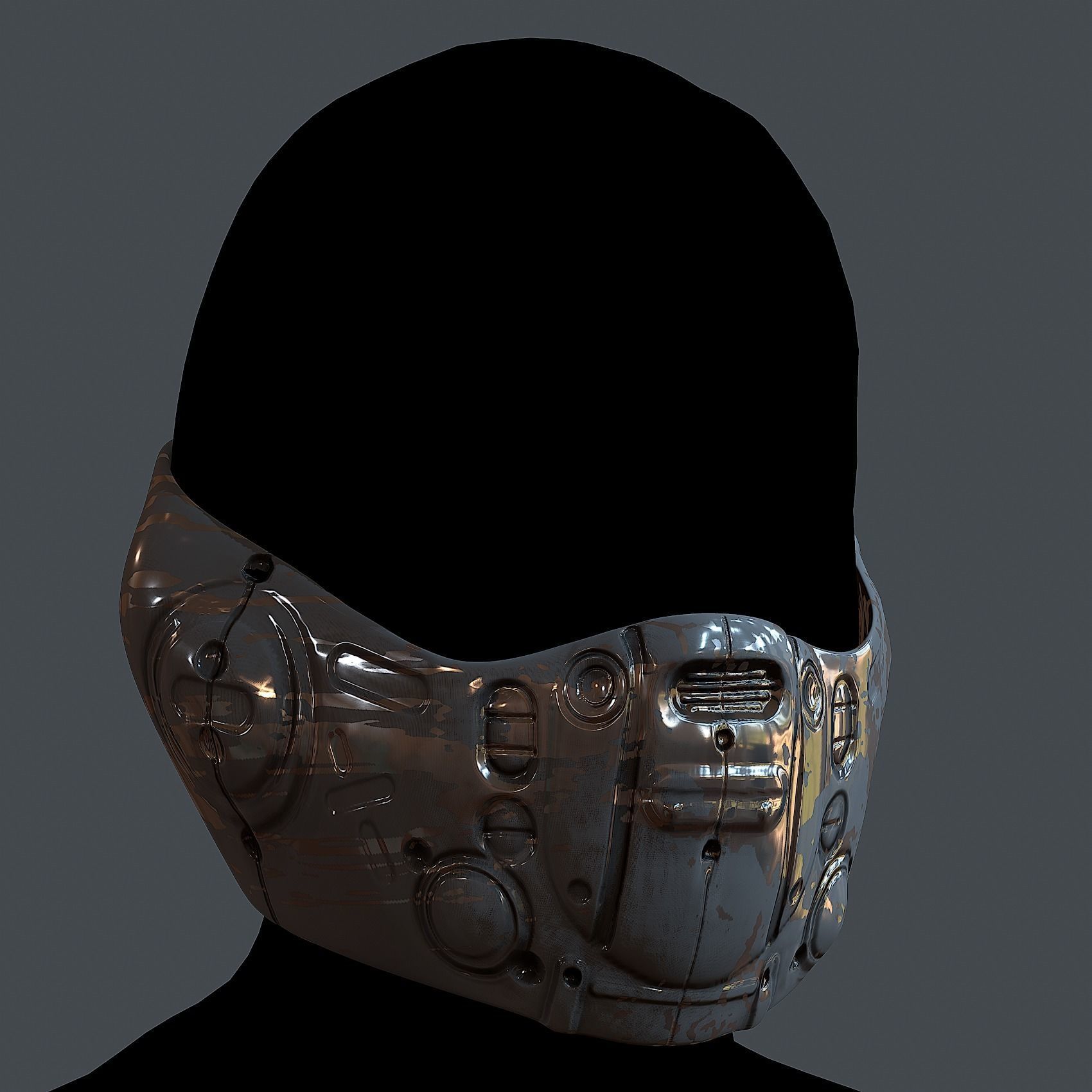 Gas mask helmet 3d model scifi Low-poly Low-poly 3D model_1