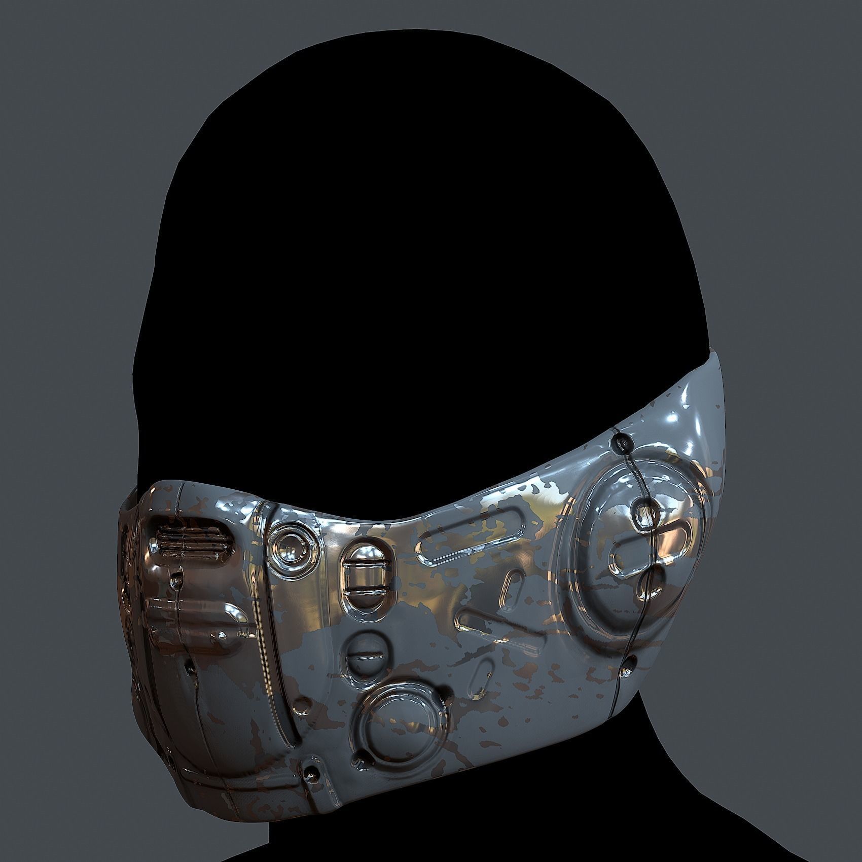 Gas mask helmet 3d model scifi Low-poly Low-poly 3D model_3