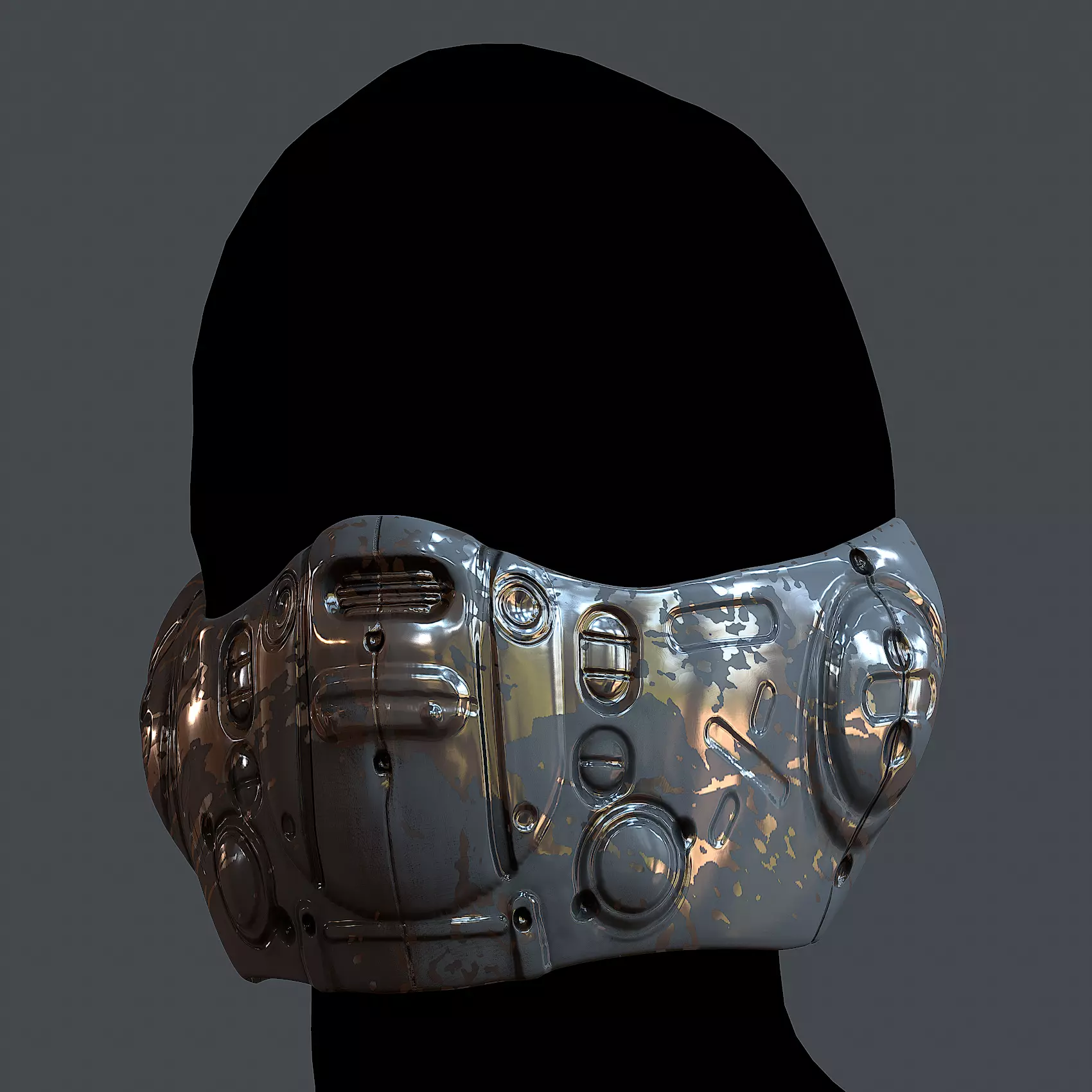 Gas mask helmet 3d model scifi Low-poly Low-poly 3D model_0