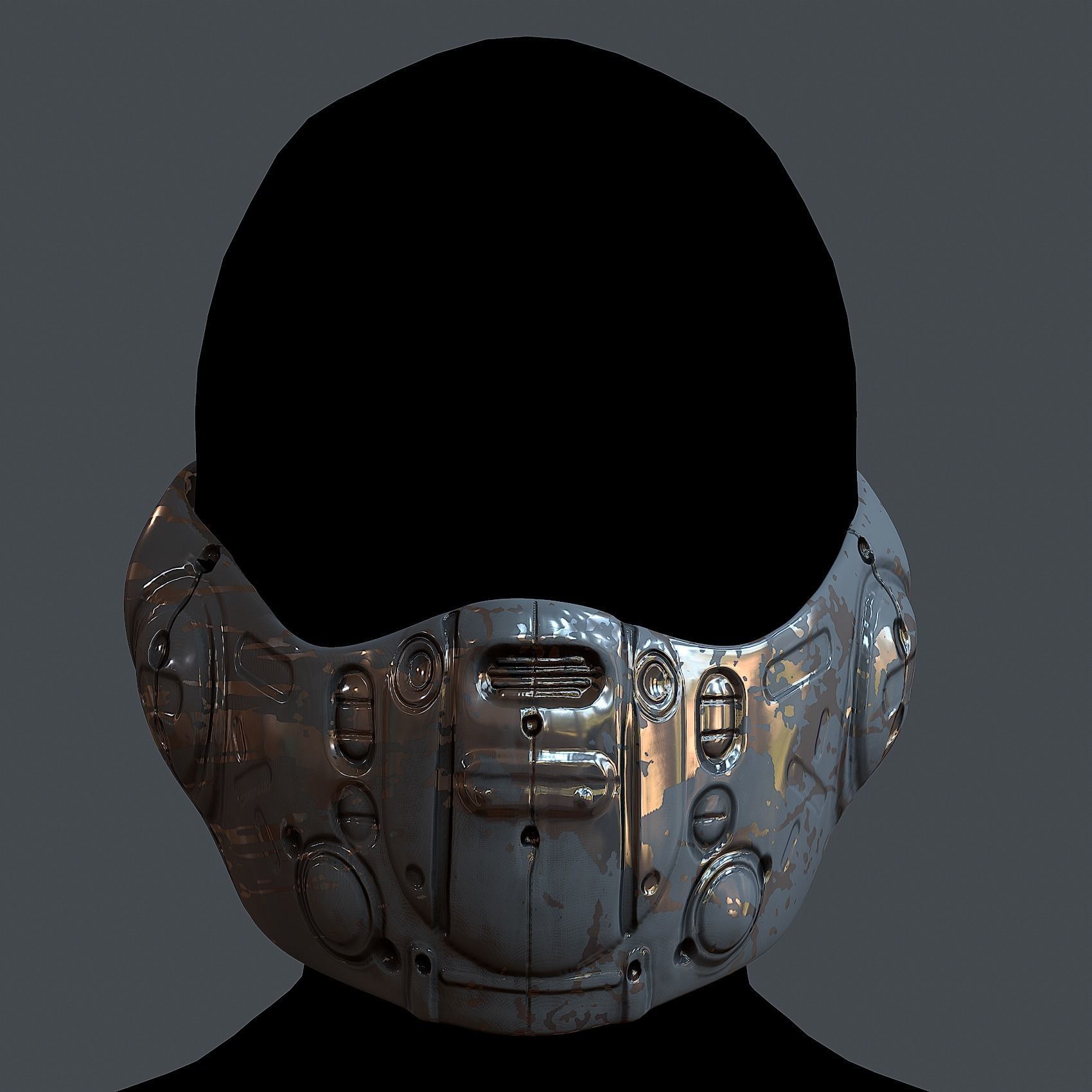 Gas mask helmet 3d model scifi Low-poly Low-poly 3D model_2